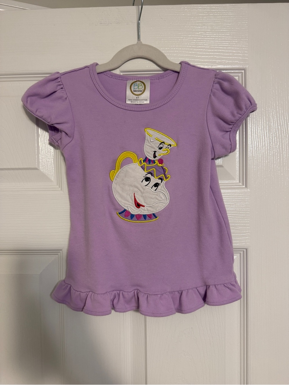 Girls Tee with Mrs. Potts & Chip Applique